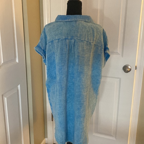 Women's ZENANA Deep Sky Acid Washed Button Down Shirt Dress NWOT - Picture 6 of 8